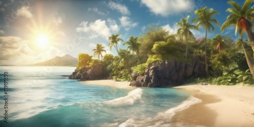 Sch  ner Strand mit Sonne
