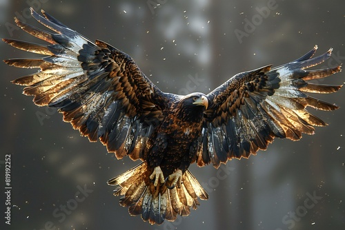 Adult Bald Eagle (Haliaeetus albicilla) in flight photo