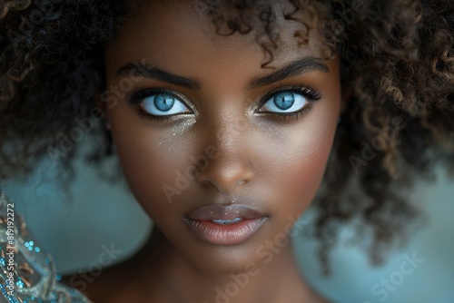 Illustration of ethiopia willing woman, wearing dress close-up portrait, professional photoshoot  photo