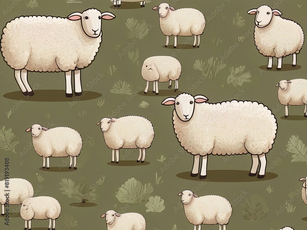 Sheep flat Vector illustration generative ai Sheep flat Vector illustration generative ai