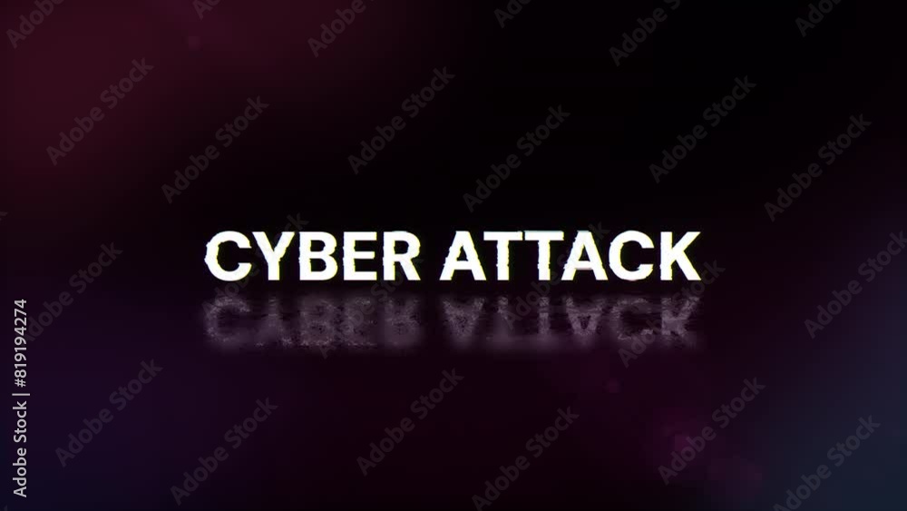 Cyber attack text with screen effects of technological failures. Spectacular screen glitch with various kinds of interference. Looped Cyber attack text with screen effects of technological failures. Spectacular screen glitch with various kinds of interference. Looped