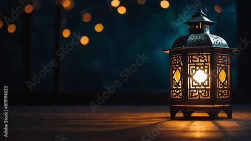 Islamic lantern background for eid ul adha festival photo