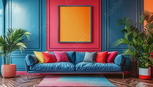 Vibrant pop art living room interior
