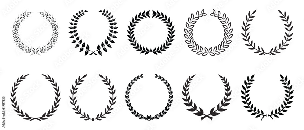 Laurel wreath silhouette vector collection Laurel wreath silhouette vector collection
