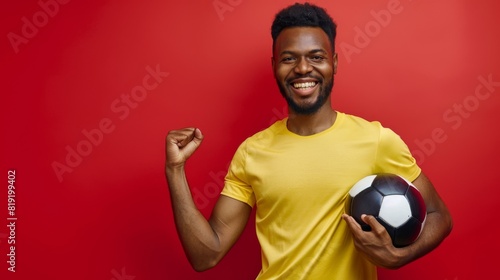 Joyful Man with Soccer Ball