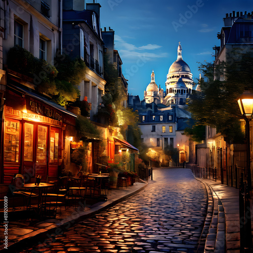 Montmartre and Sacre Coeur in Paris  ai-generatet
