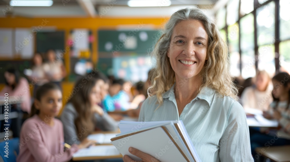 A Smiling Teacher in Classroom A Smiling Teacher in Classroom