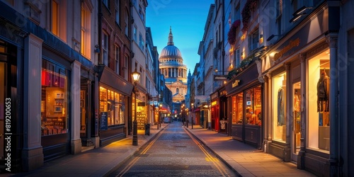 Evening Glow St Pauls Cathedral and London Street