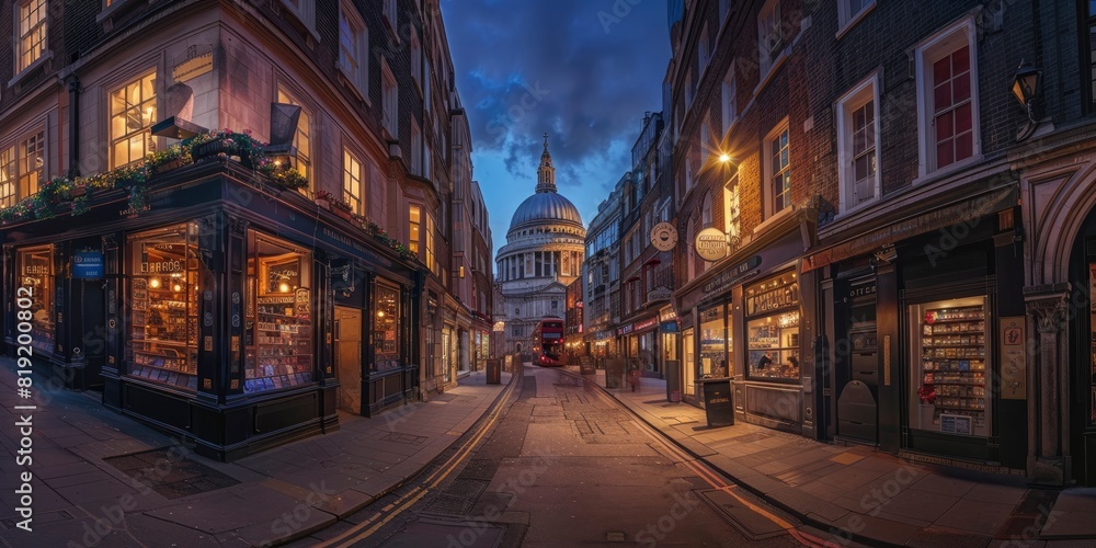 Evening Glow St Pauls Cathedral and London Street