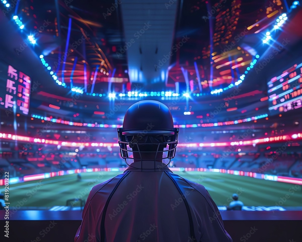 Virtual Reality Cricket, HighTech, Digital Render, Interactive, VR Stadium ,digital illustration Virtual Reality Cricket, HighTech, Digital Render, Interactive, VR Stadium ,digital illustration