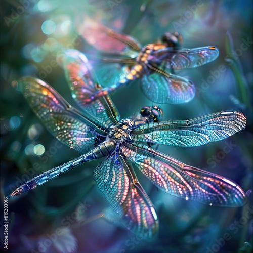 Wallpaper Mural Dragonfly Dance: The Aerial Acrobatics of Dragonflies - Picture a scene where dragonflies perform aerial acrobatics above the garden, their iridescent wings catching the light as they dart and dive Torontodigital.ca