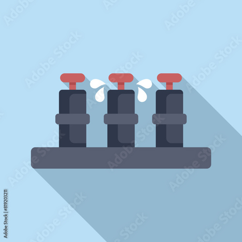 Minimalist vector illustration featuring three water taps with droplets, showcasing water usage or conservation