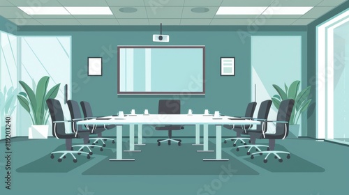 Team building activity in conference room flat design front view corporate culture theme animation Complementary Color Scheme