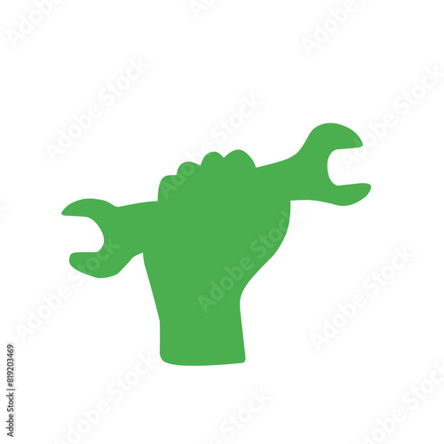 hand holding wrench color icon