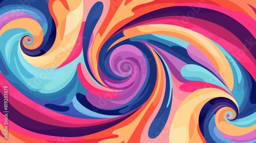 Vivid color swirls flat design front view psychedelic theme animation Triadic Color Scheme