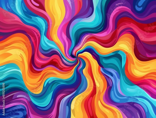 Vibrant Color Swirls: Flat Design Aesthetic for a Psychedelic Treat
