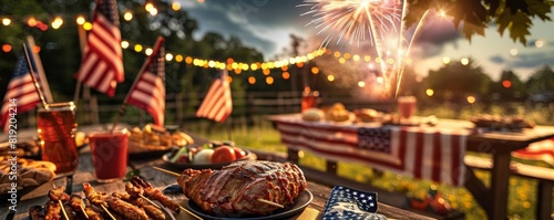Celebrate Independence Day with an American Flag and Fireworks Barbecue