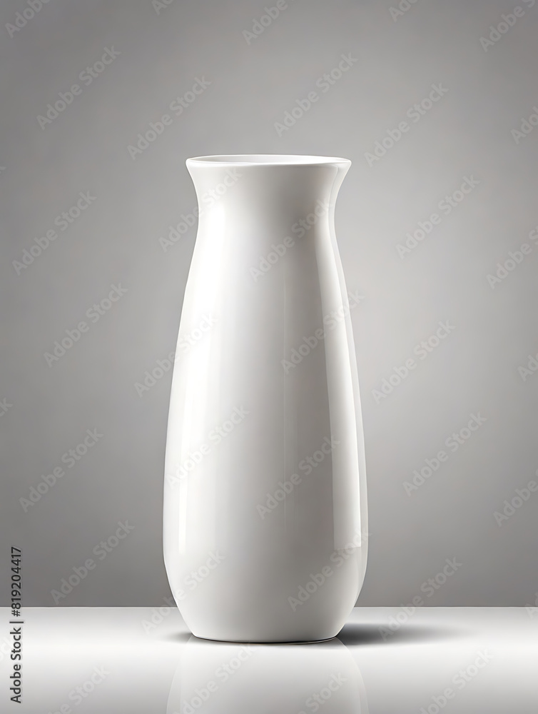 Empty white ceramic vase is positioned in the middle of the image. Empty white ceramic vase is positioned in the middle of the image.