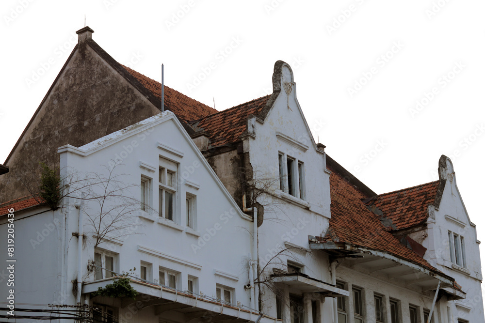 building with Dutch colonial architecture isolated on a transparent ...