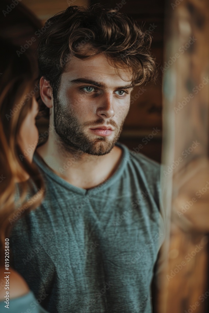 A man with a beard making eye contact with the camera. Suitable for business and lifestyle concepts A man with a beard making eye contact with the camera. Suitable for business and lifestyle concepts