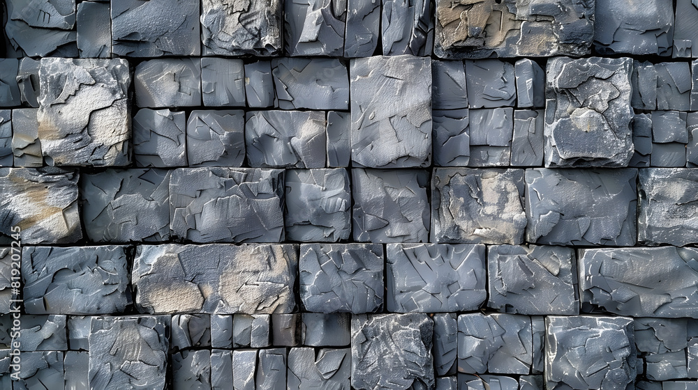Fototapeta premium Texture of rectangular stone tiles made of grey bricks