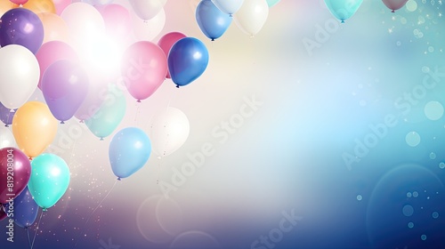 Bunch of colorful balloons on blue sky background