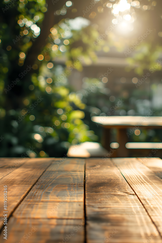 Warm and Inviting Wooden Table in a Cozy Cafe Setting with Blurred Background Warm and Inviting Wooden Table in a Cozy Cafe Setting with Blurred Background