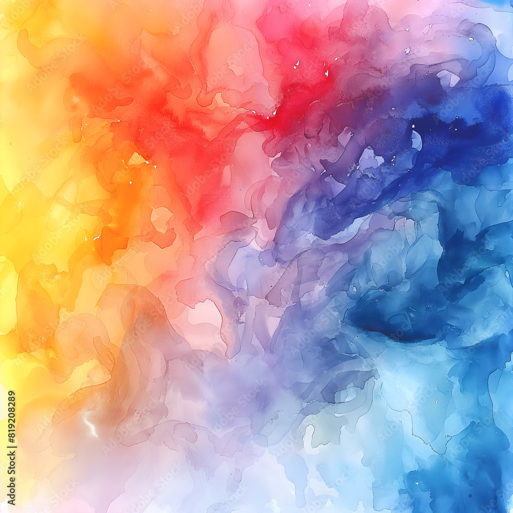 Fototapeta premium Vibrant Watercolor Gradient Background with Abstract Flow