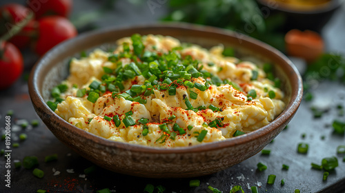 Delicious Creamy Scrambled Eggs Served with Artisan Bread