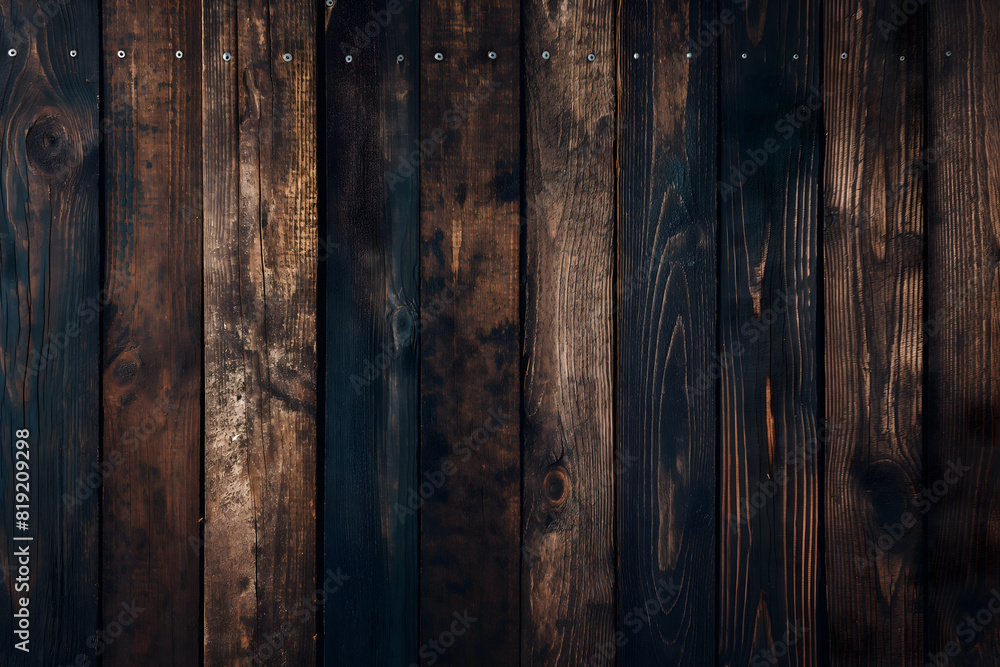 Dark Wooden Planks with Rustic Texture and Aged Surface Dark Wooden Planks with Rustic Texture and Aged Surface