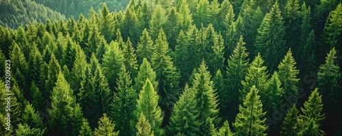 beautiful pine trees in the forest mountain. photo shot by drone aerial view.