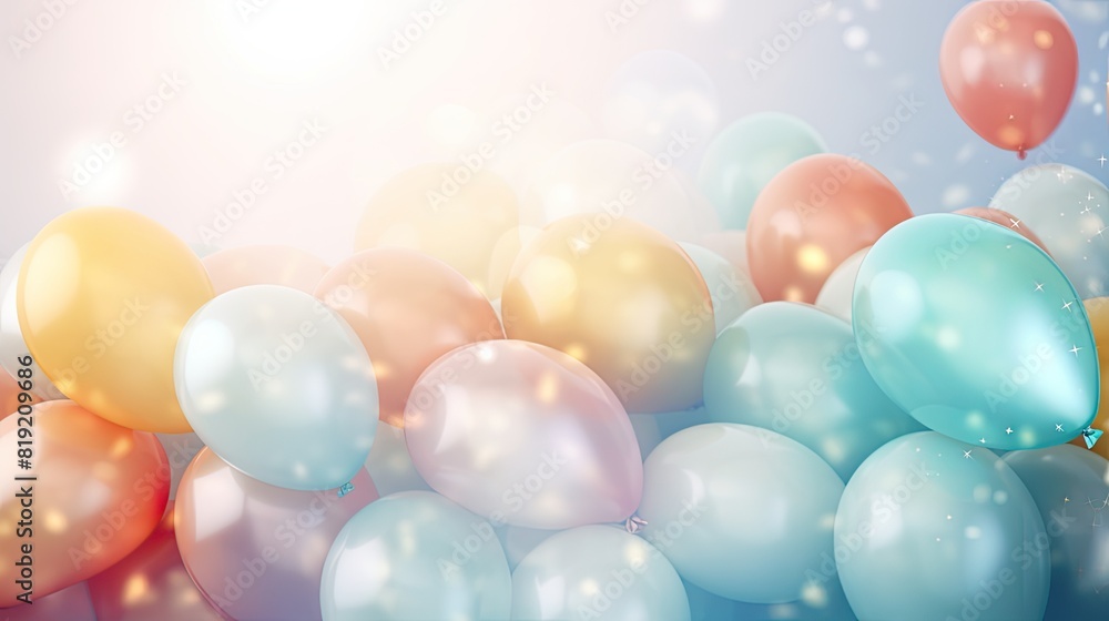 Colorful balloons background with bokeh effect.