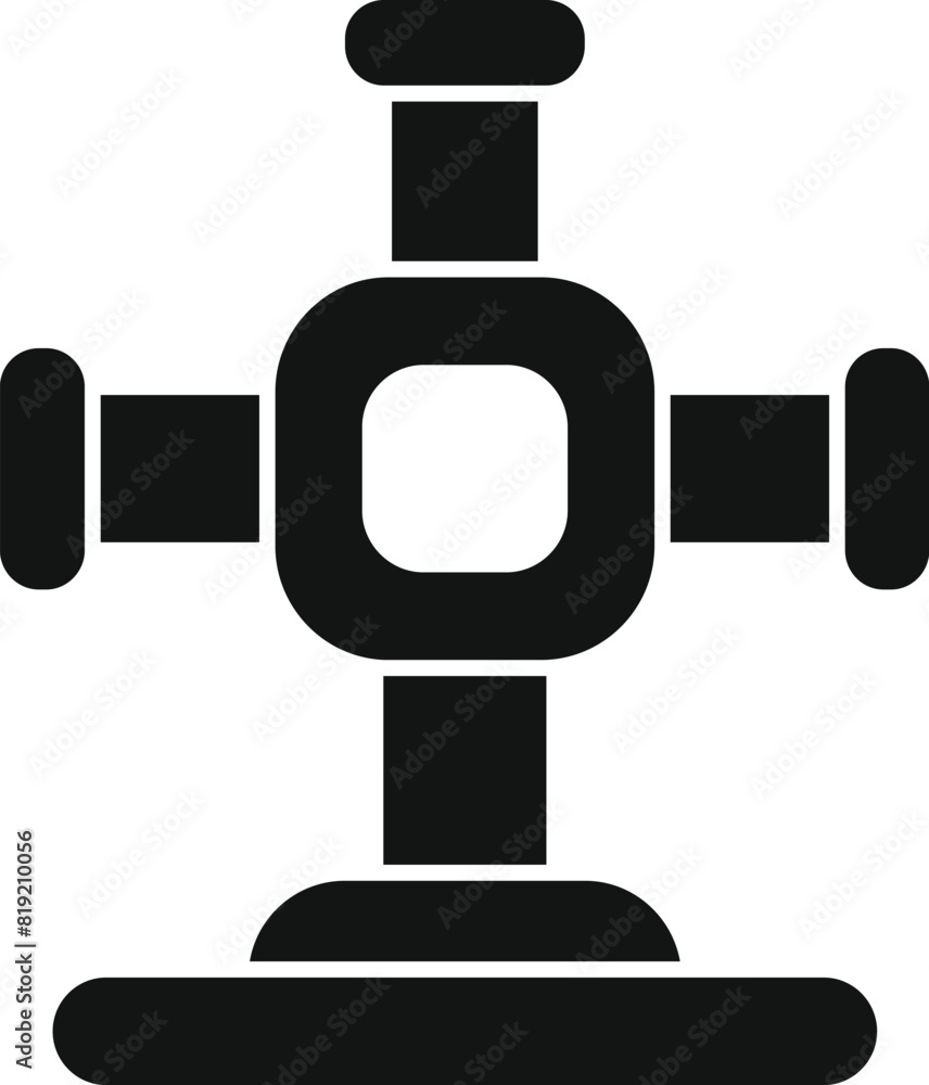 Simple vector icon illustrating a black pipe fitting with four connectors Simple vector icon illustrating a black pipe fitting with four connectors