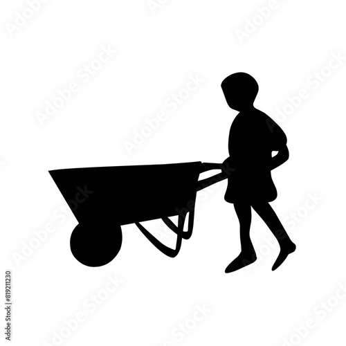 children working silhouette