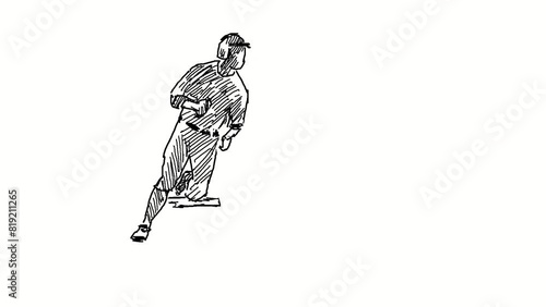 Sketch animation of baseball player in action. photo