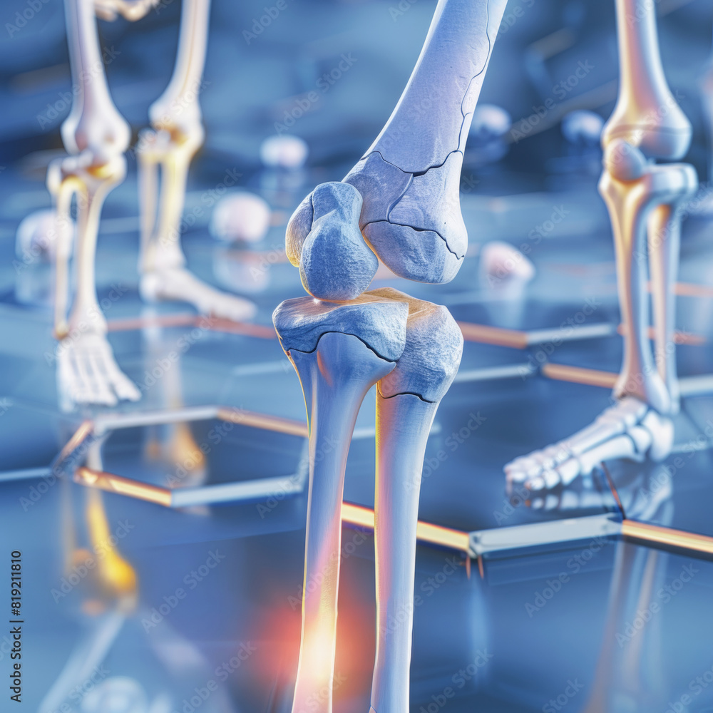 X-ray of Knee Joint Highlighting Bone Structure and Cartilage with ...