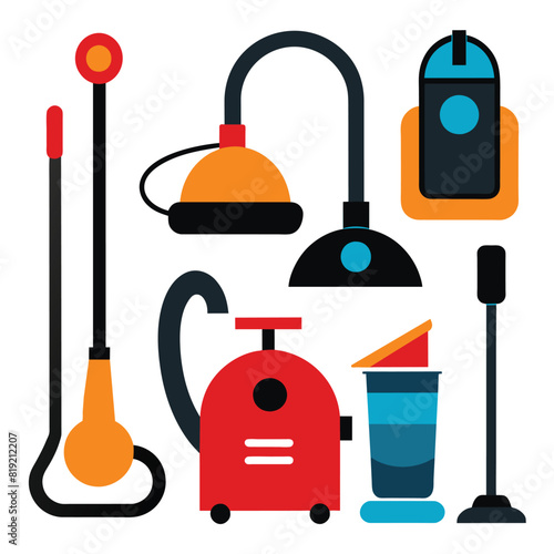 Vacuum cleaner black icons set vector on white background