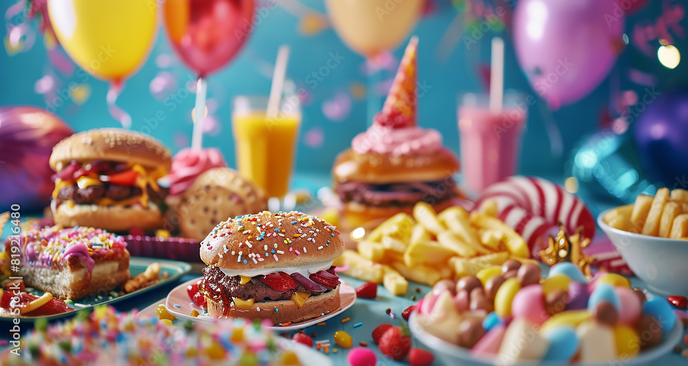 Fototapeta premium snack party background with futristic point veiw