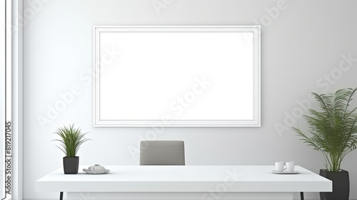 Mock up poster frame in modern interior background