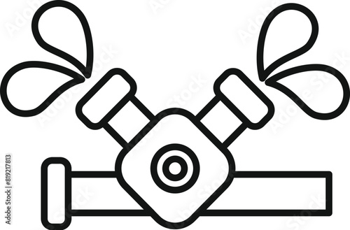 Black and white vector icon of a crossed plumbing wrench with water droplets