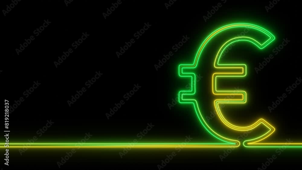 Neon euro sign loop animation background Neon euro sign loop animation background