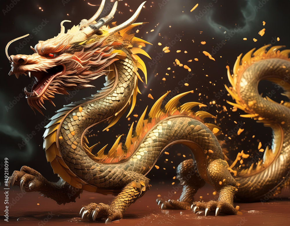 Obraz premium 3d Rendering von einem chinesischen Drachen - Jahr des Drachen 