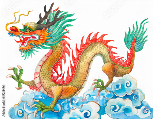 asiatischer Drache Aquarell Zeichnung Illustration zum Jahr des Drachen  © Juliana
