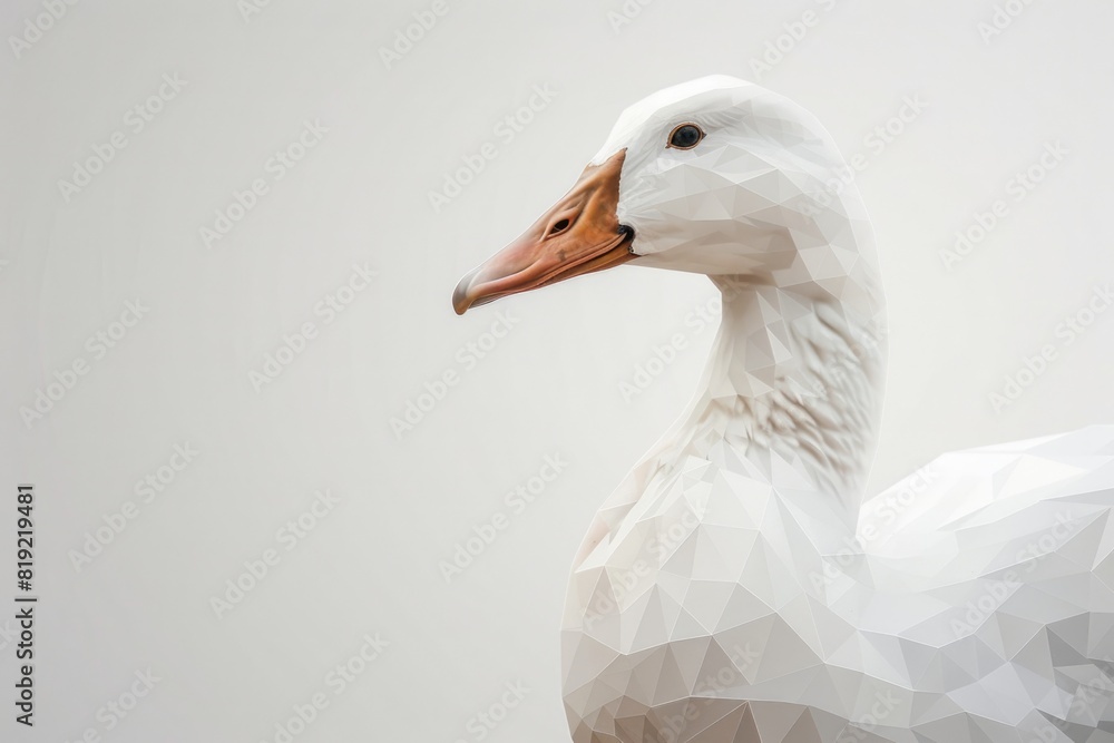A close up of a white duck on a gray background. Suitable for various design projects A close up of a white duck on a gray background. Suitable for various design projects