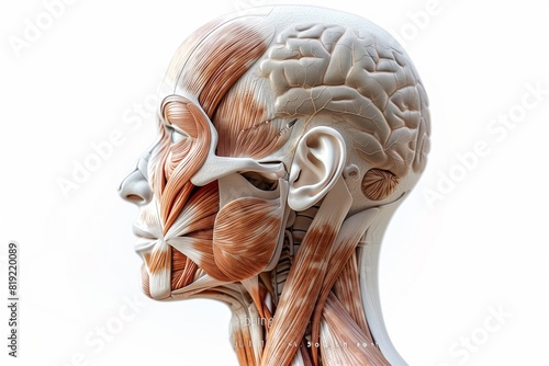 Detailed view of the muscles in the head and neck region