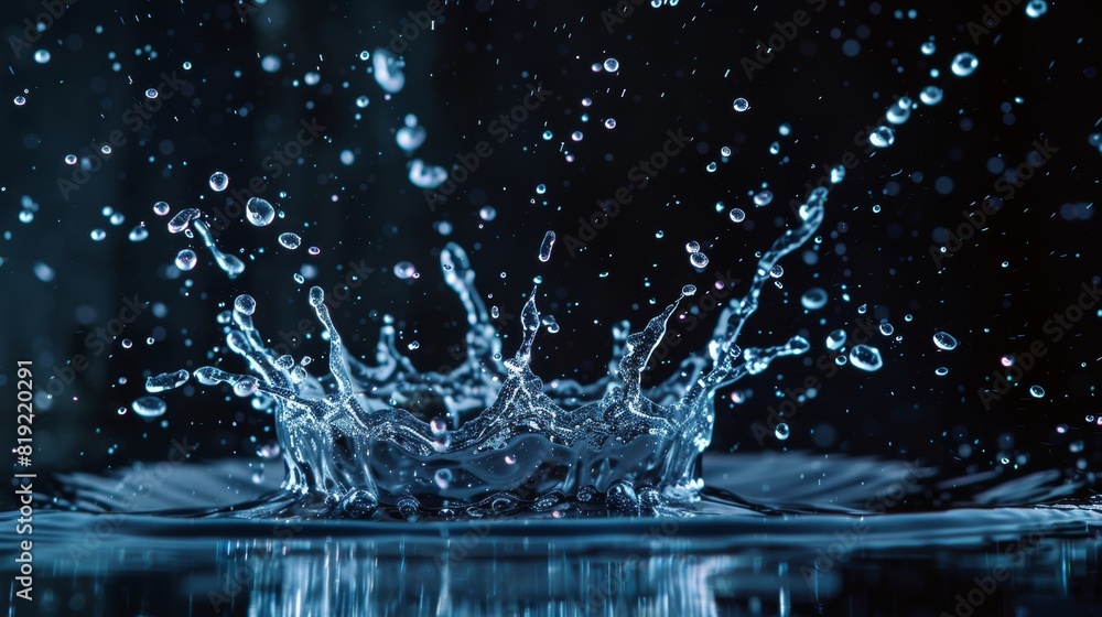 Elegant blue water splash captured in stunning detail.