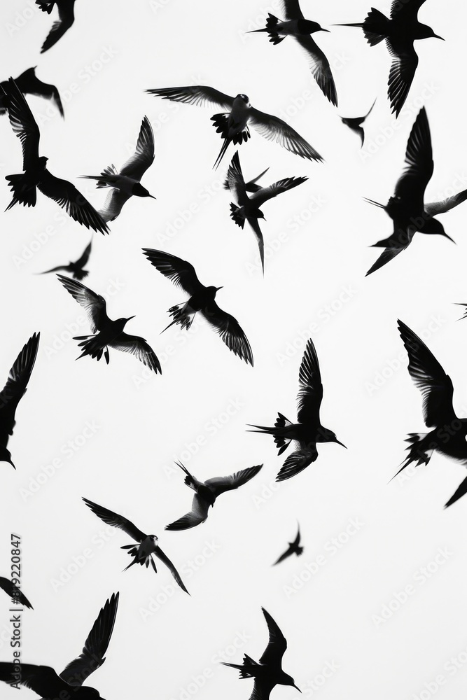 A flock of birds flying in the sky. Suitable for nature and freedom concepts