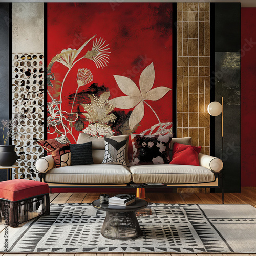 modern living room with fireplace