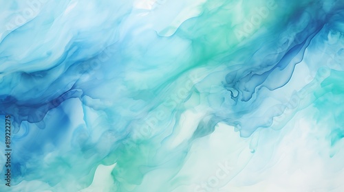 A vibrant watercolor background with swirling hues of blues and greens  reminiscent of a peaceful ocean view.