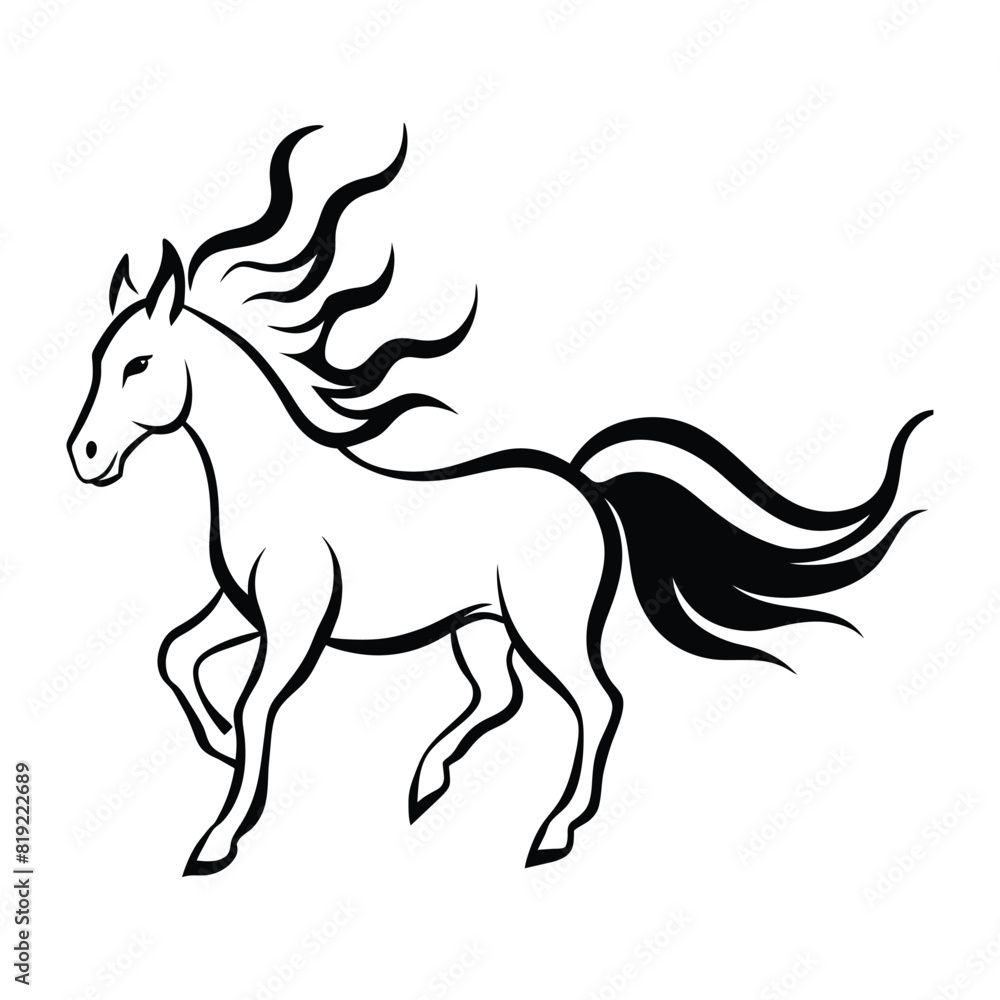 Line art horse vector illustration on white background Line art horse vector illustration on white background